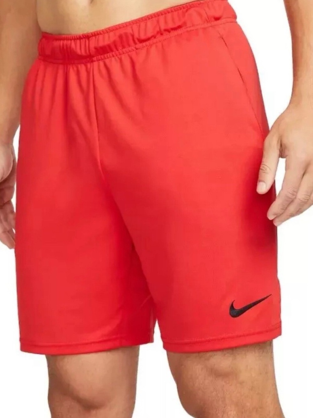Nike Red Athletic Dri-FIT Training Shorts with Black Swoosh men’s size L